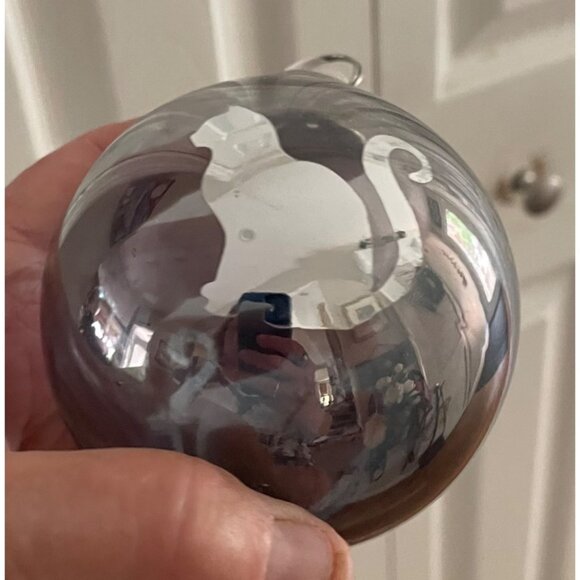 Beautiful Set of 4 Blown Black Glass with Silver Cats 4" - Picture 3 of 8